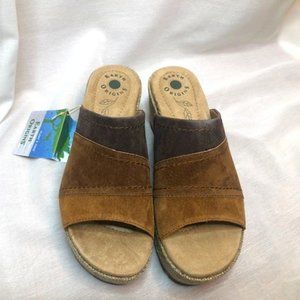 Earth Origins Myra Women’s Suede Platform Wedge Sandals Cognac Multi